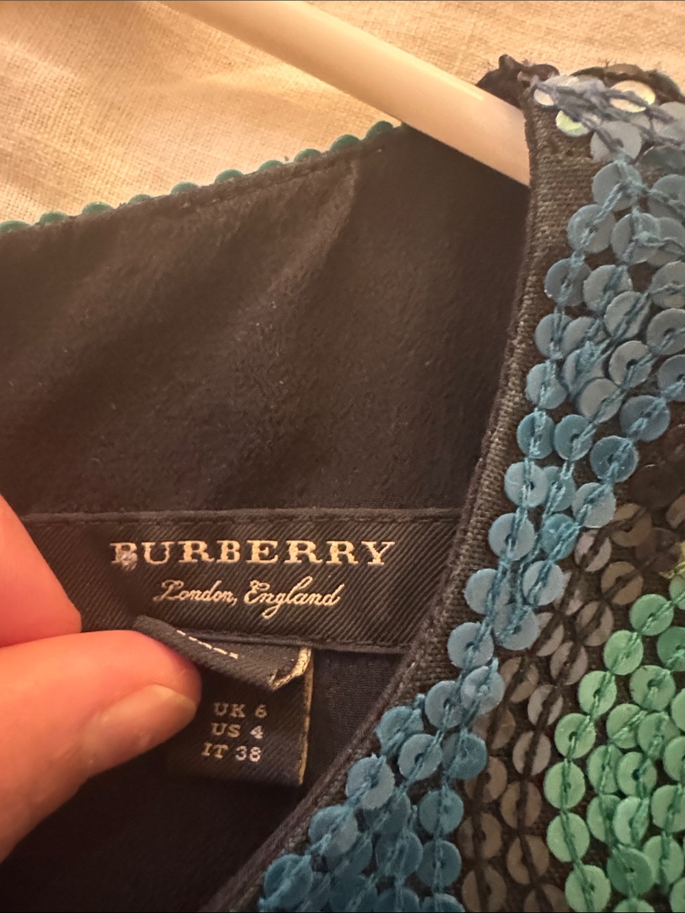 Burberry Green Sequin Floral Midi Dress - Picture 3 of 3